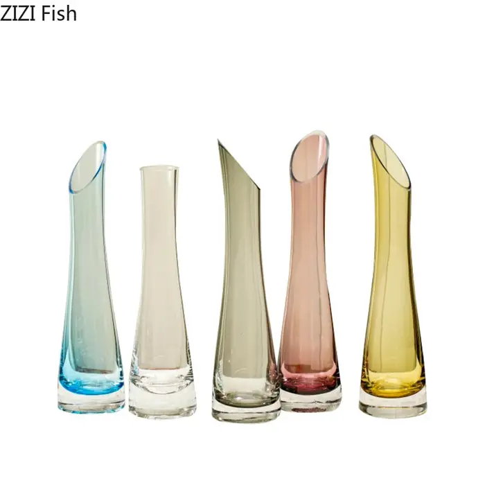 Vases hydroponiques obliques créatifs en verre transparent