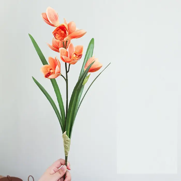 Simulation de fleurs artificielles pour mariage, impression 3D, toucher réel, branche de cymbidium, 