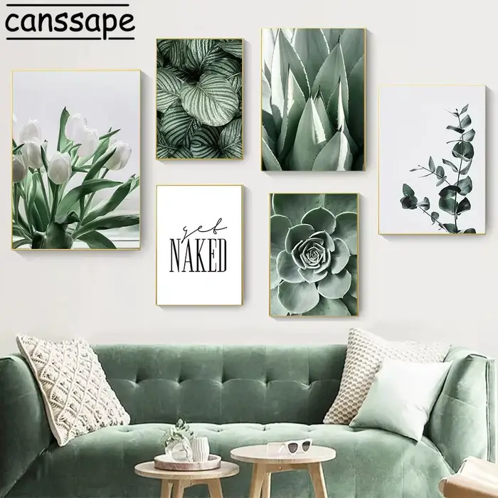 Affiches de plantes succulentes, peinture sur toile de feuilles de plantes vertes, décoration murale nordique, décor de salon, impression d'art mural naturel