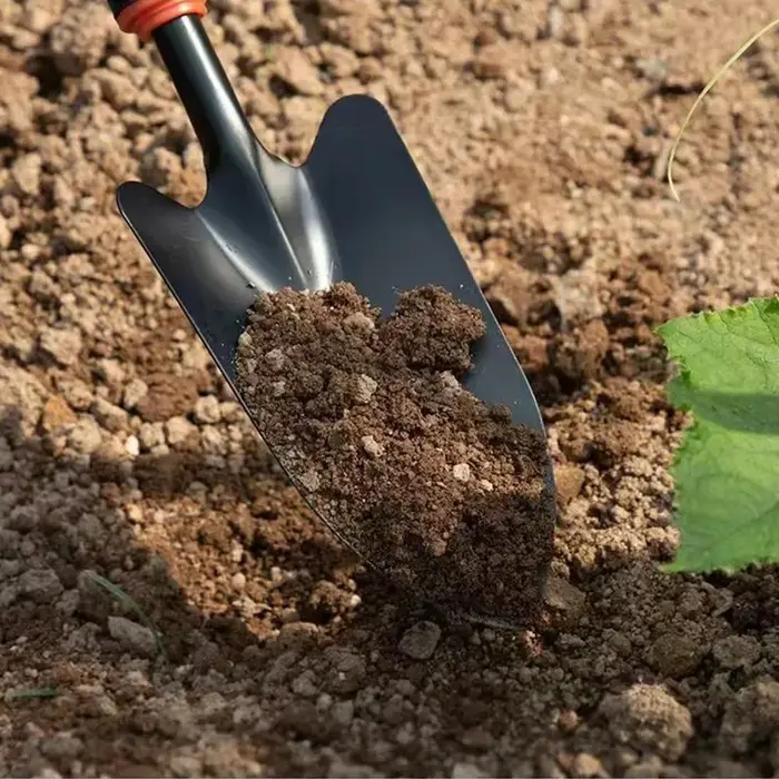 Truelle de jardin en métal avec manche ergonomique noir et bordure orange - Outil idéal pour planter des fleurs et des légumes