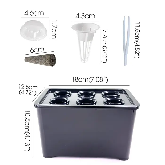 Système de culture hydroponique blanc/noir, boîte hydroponique, Pot de pépinière à 6 trous pour plantes d'intérieur de jardin, jardinière de culture végétale sans sol