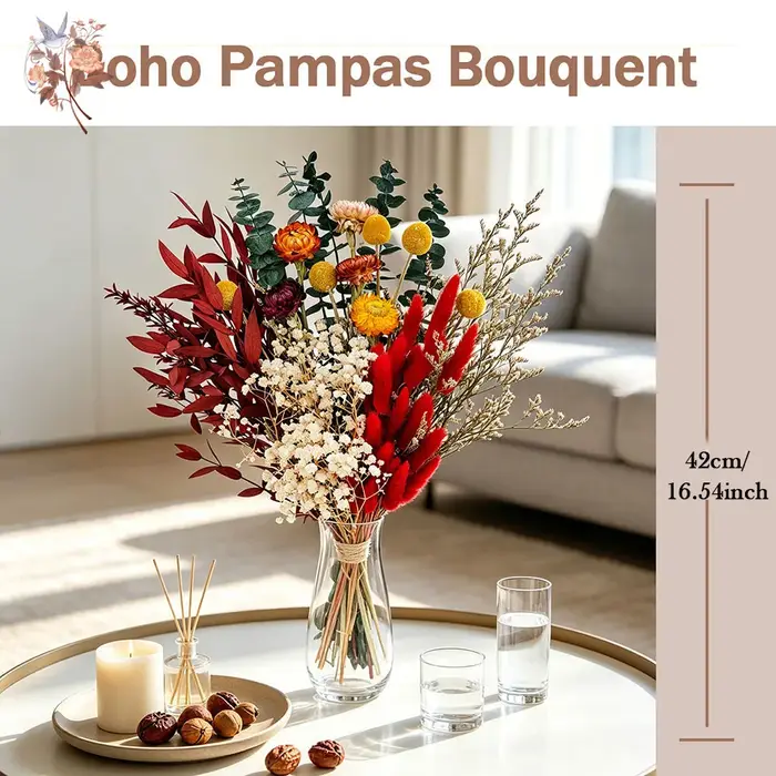 Bouquet de fleurs séchées naturelles, arrangement floral réel, décoration pour la maison, salon, chambre à coucher, style vintage rustique, cadeau de mariage, accessoire photo