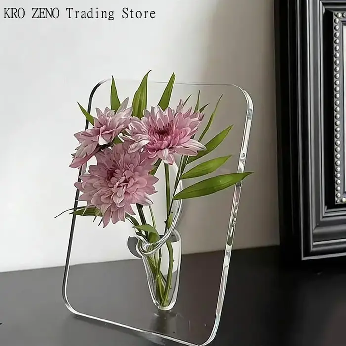 🔝 Vase à fleurs en acrylique transparent
