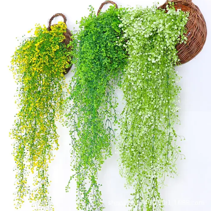 1 pièce de plante grimpante artificielle murale en saule clochette doré