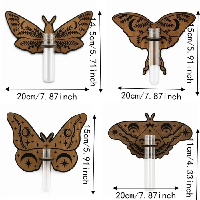 Support à fleurs en bois, étagère pour plantes hydroponiques, ornements pour la maison, vase, décoration murale, pot à fleurs rétro en forme de papillon, plantes d'intérieur