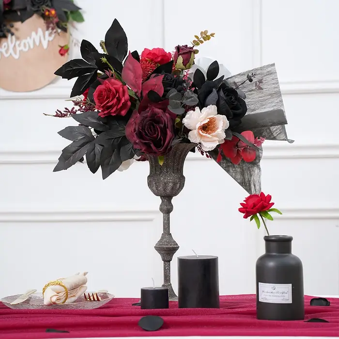 Vase à fleurs série bordeaux noir