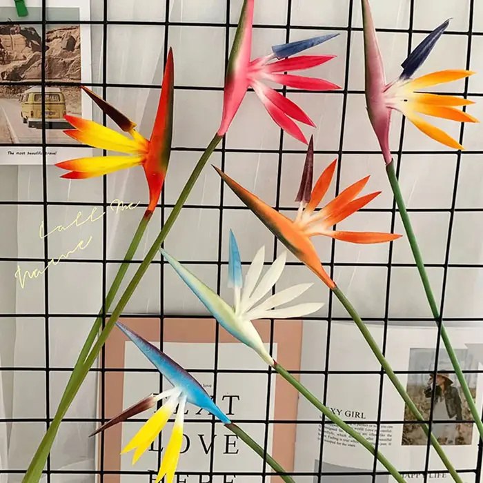 Fleur artificielle oiseau du paradis fausse plante soie Strelitzia Reginae décor à la maison fleurs séchées