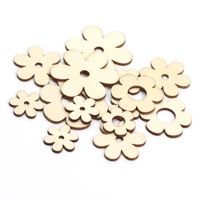 Ornements de fleurs en bois en forme de fleurs