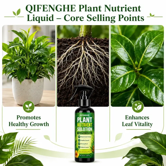 Engrais liquide universel pour plantes, favorise la croissance des racines et des feuilles vertes, idéal pour la revitalisation des plantes en pot d'intérieur.