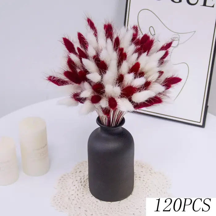 Bouquet d'herbe de la pampa rouge naturelle, fleurs séchées, décoration florale pour mariage, roseau