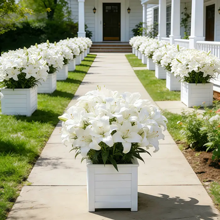 36 grands lys artificiels blancs - Fleurs au toucher réaliste