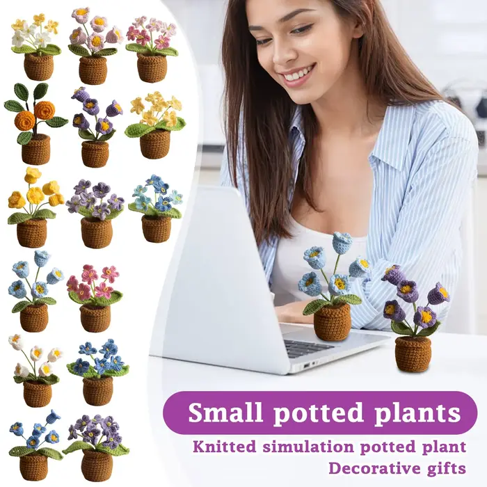 Plantes en pot tricotées à la main