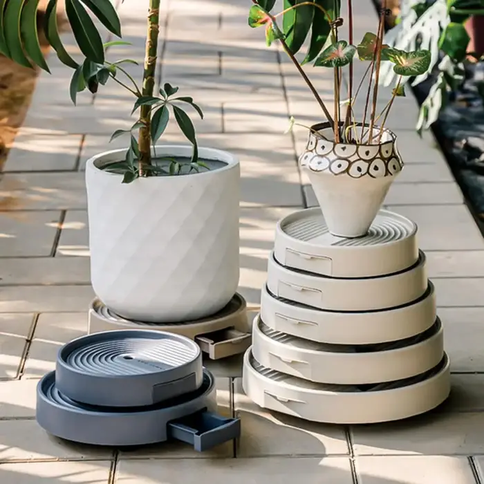 Plateau de Pot de plante avec roulettes