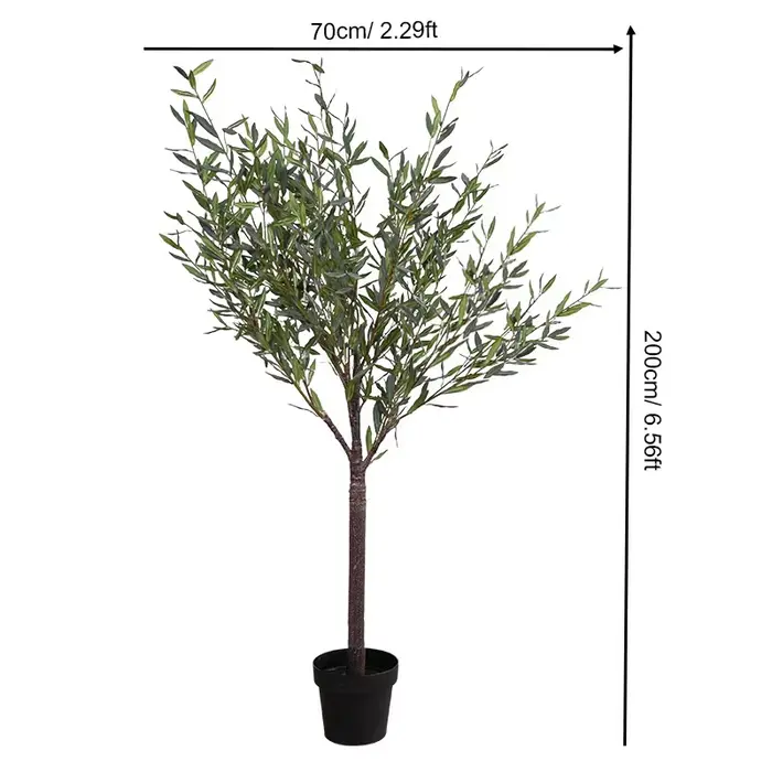 Grand olivier artificiel vert toucher réel de 2 m avec pot, plantes d'intérieur, ornement pour balco