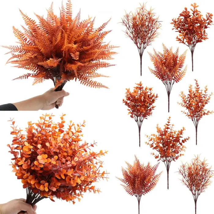 Fleurs artificielles d'automne résistantes aux UV, plantes grimpantes en plastique, fausses fleurs pour Thanksgiving, mariage, décoration de jardin extérieur