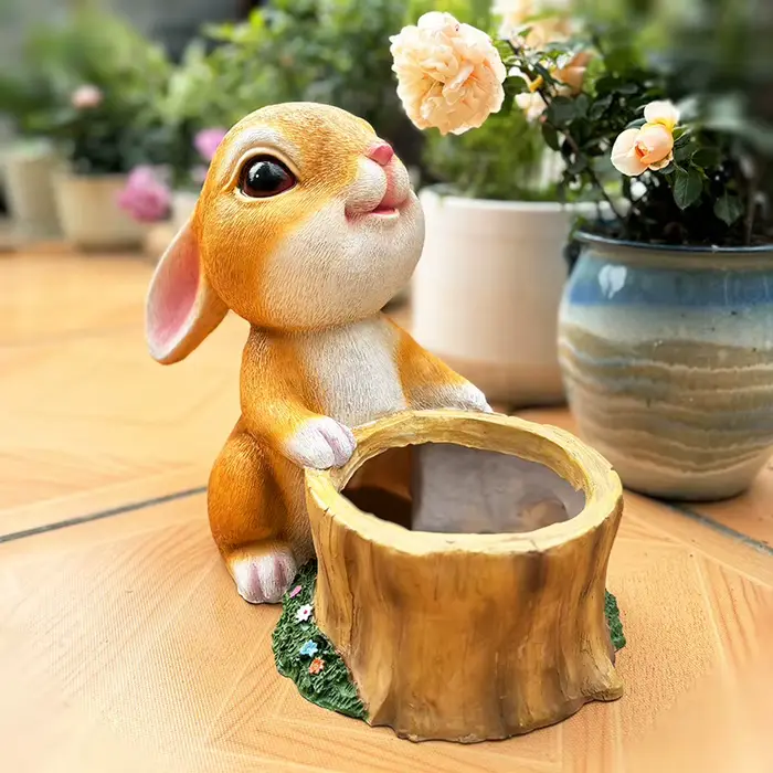 1 pièce Pot de fleurs lapin adorable en résine