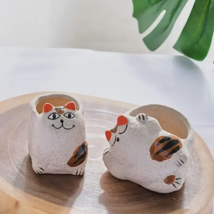 Pot de fleur succulent en céramique Fortune Cat
