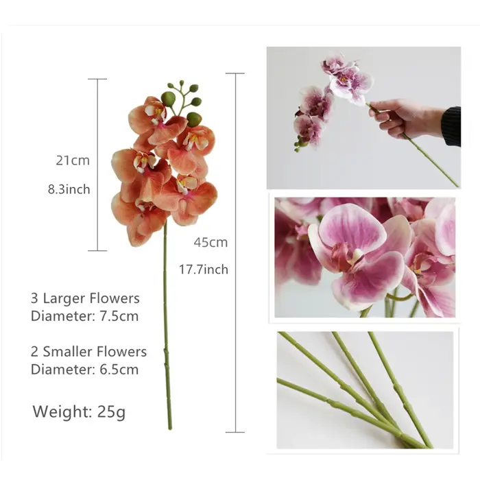 Orchidée artificielle à tige longue 45cm/17 pouces