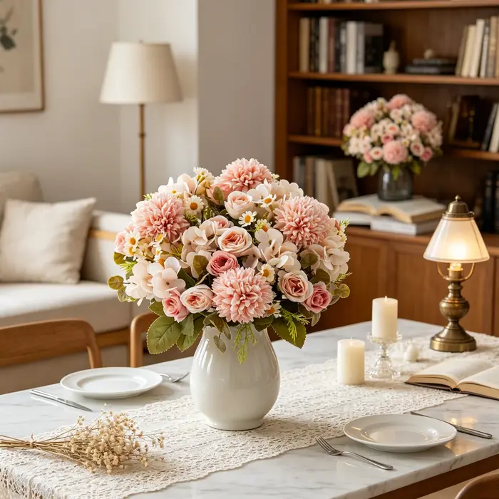 Fleurs Artificielles Camomille Combinées pour Décoration d'Intérieur