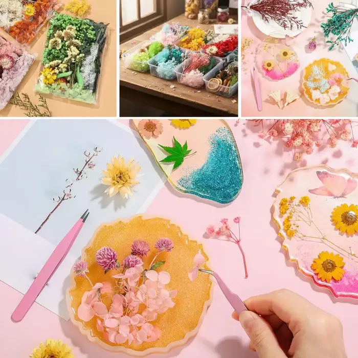 Kit de Matériaux DIY pour Artisanat Floral : Fleurs Séchées Réalistes et Multicolores pour Bougies