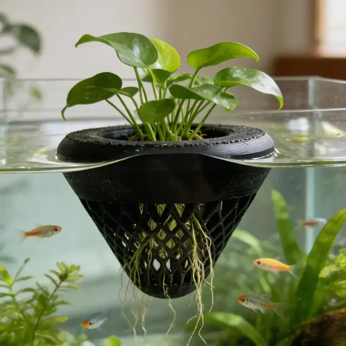 Pot de fleurs flottant hydroponique, décoration de paysage d'aquarium, mini-plante aquatique, plante