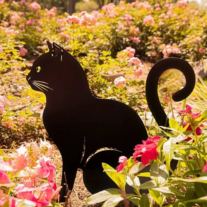 Tiki - Piquets de jardin de famille de chat inspirés décoratifs - Charmant statues extérieures de si