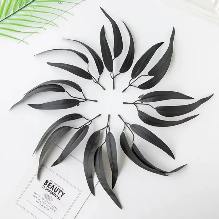 Plantes artificielles feuilles d'eucalyptus feuille de saule noir pour le festival mariage décoration de la maison bricolage craftswreaths accessoires bouquet