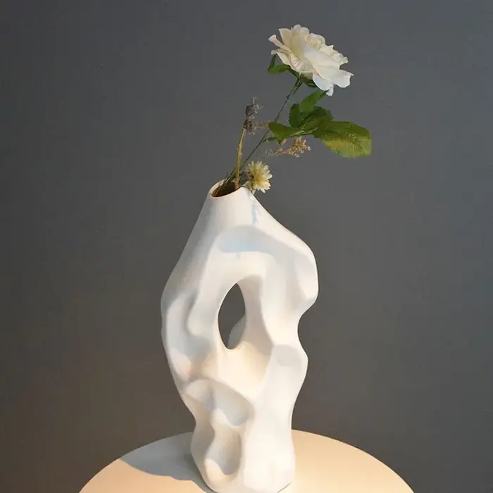 CAPIRON 37 cm Vase en céramique nordique abstrait Pampas herbe fleurs séchées salon salle à manger armoire bureau décoration cadeau