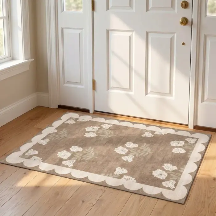 Tapis d'entrée floral antidérapant à séchage rapide