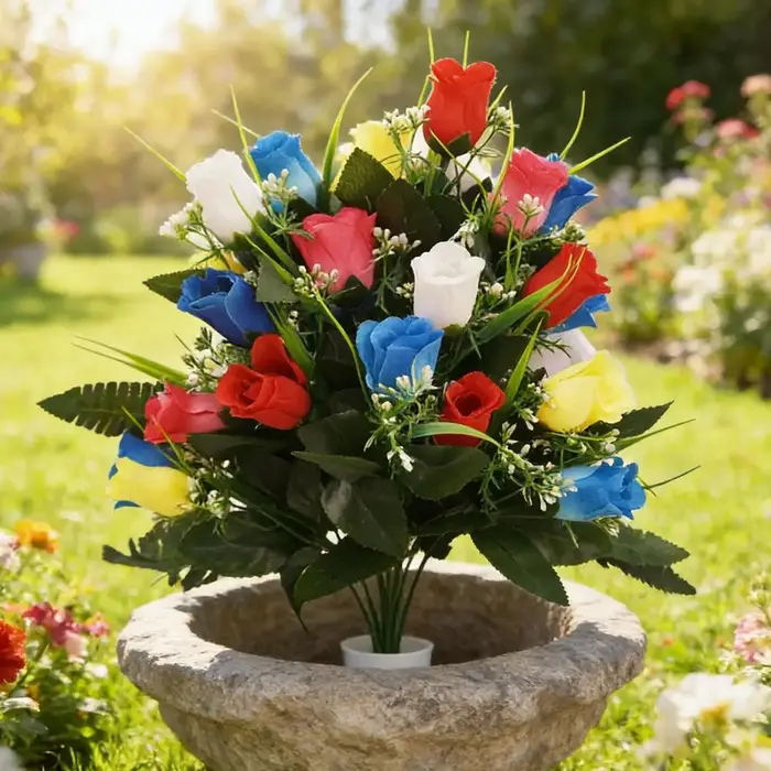 2 Pièces de Fleurs Artificielles pour Cimetière