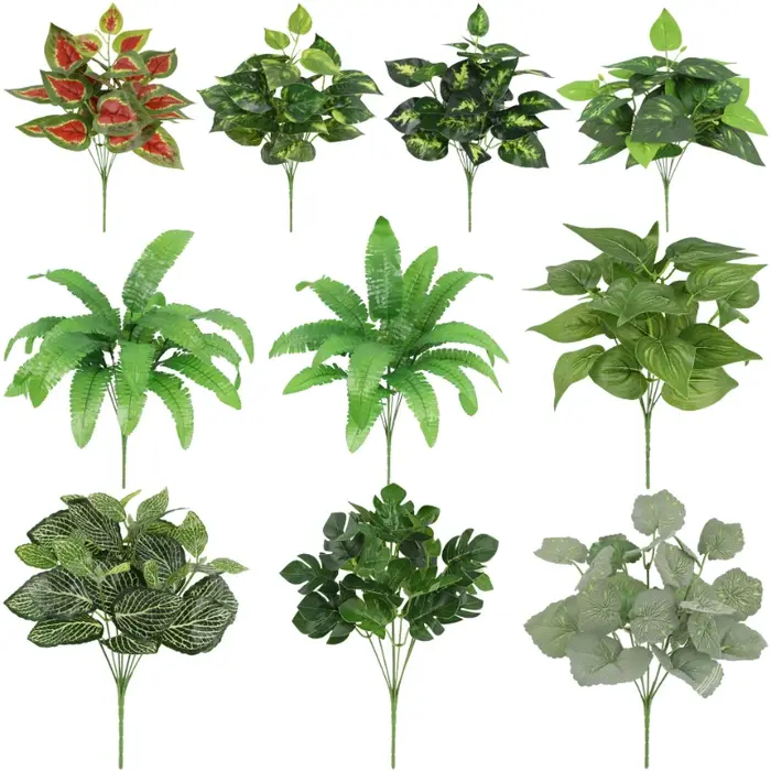 Soie artificielle écaille de tortue bambou Dieffenbago feuilles fausses plantes mettre des paquets