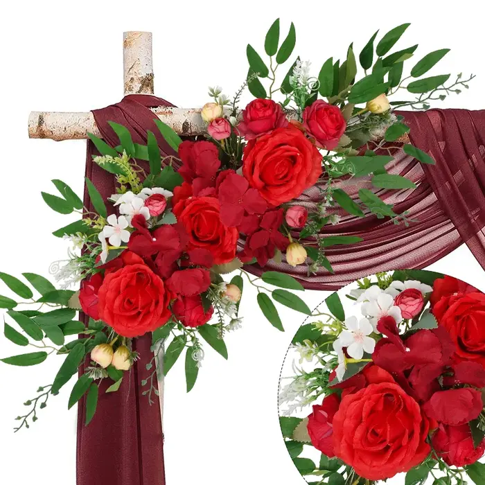 Fleurs artificielles en soie pour décorations d'arche de mariage