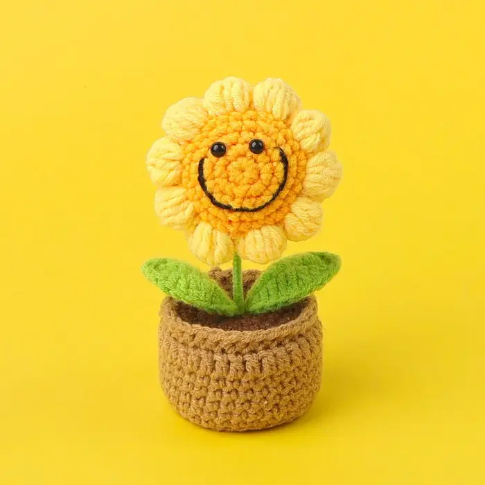 Crochet tournesols en Pot mignon tricot Pot de fleur Pot