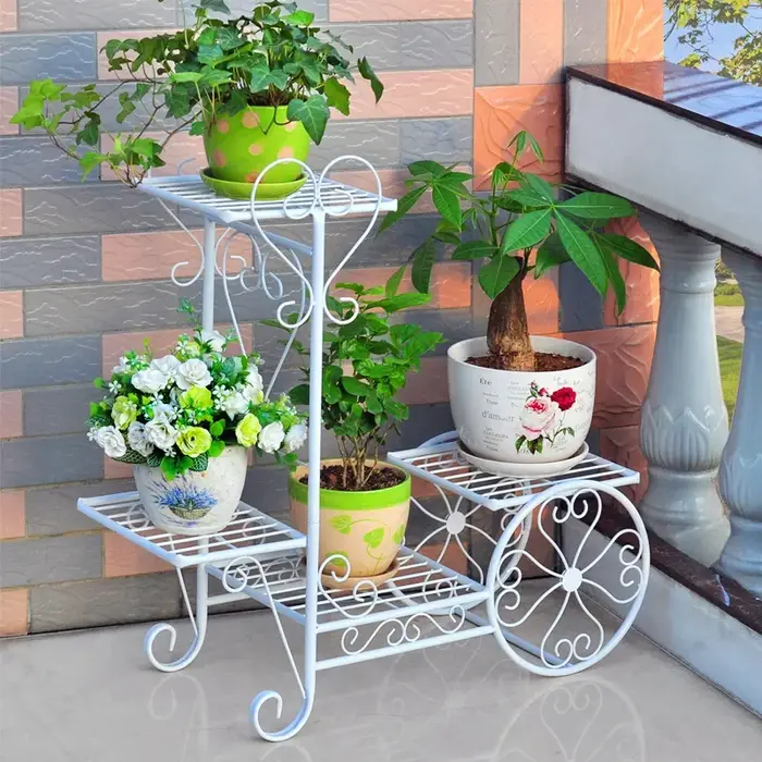 Support à fleurs en fer multi-niveaux pour salon