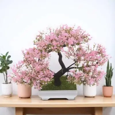 Bonsaï artificiel, fleurs de cerisier, plantes en plastique, décoration, fausse Simulation rose