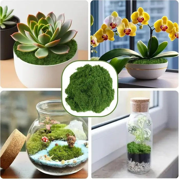 Mousse verte artificielle 300/30g pour plantes en pot