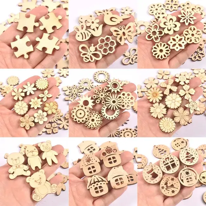 Ours fleur maison copeaux de bois naturel Scrapbooking Carft pour la décoration