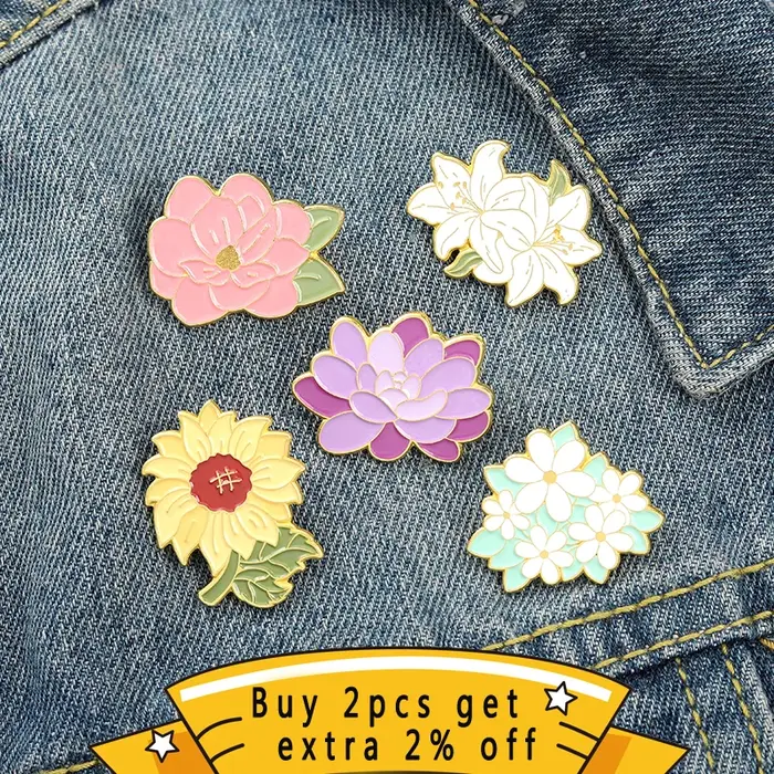 Broches en émail de la série fleurs