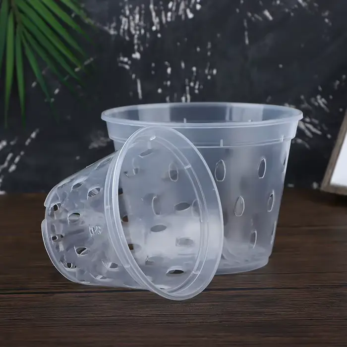 Pot d'orchidée en plastique transparent