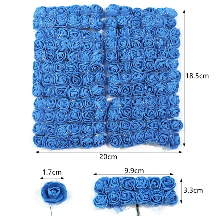 144-288 pièces 1.7cm Mini dentelle PE Rose mousse têtes de fleurs Bouquet pour mariage décoration de la maison