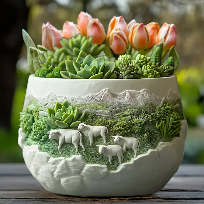 Étalon de course en relief plante succulente pot de fleurs résine silicone moule prairie cheval de guerre boîte de