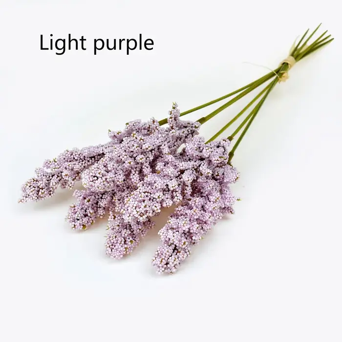 6 pièces vanille artificielle Mini mousse baies Spike fleurs artificielles Bouquet pour la décoration intérieure plante