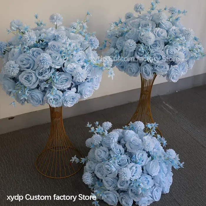 Bouquet de fleurs artificielles bleu ciel