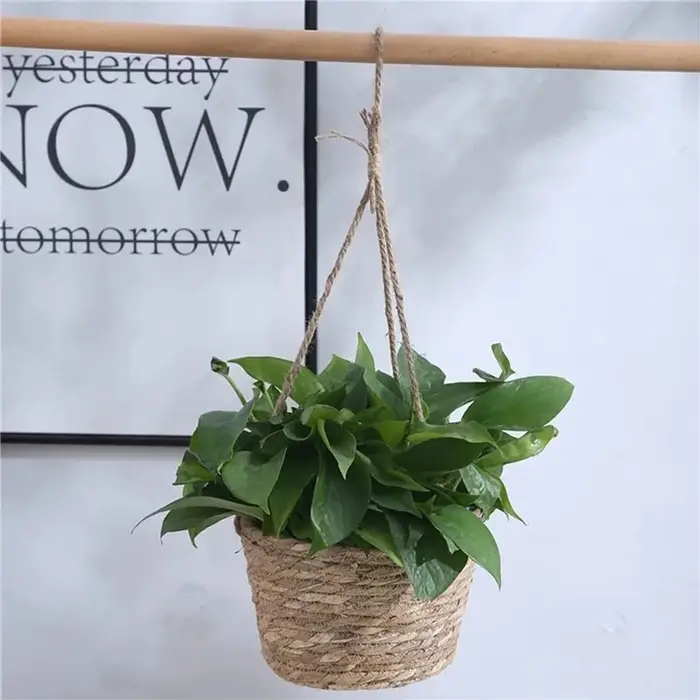 Pot suspendu en corde de jute tressée – Panier de rangement pour plantes en macramé