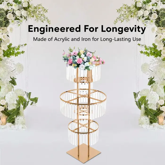 5 niveaux or/argent centres de table de mariage support de fleur Vase pièce maîtresse