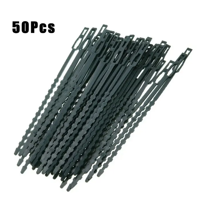 Attaches de câble réutilisables pour plantes en plastique, 50 pièces, 17cm, réglables, flexibles, au