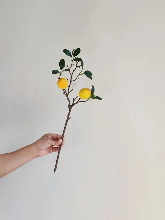 Branches de citrons artificiels de 23 pouces, fausses petites tiges de citrons, fruits artificiels p