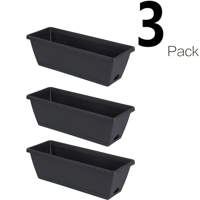 Lot de 3 jardinières rectangulaires pour fenêtre
