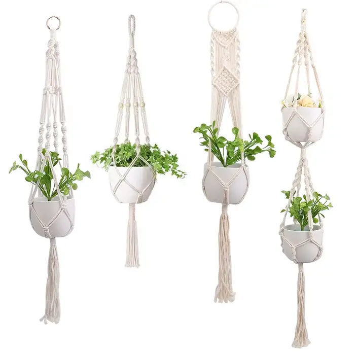 Panier suspendu de plantes en macramé fait à la main, support de Pots de fleurs, décoration suspendu