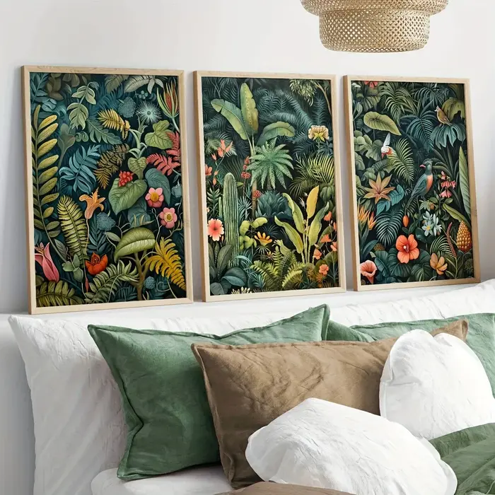 Lot de 3 tableaux muraux vintage à motifs floraux